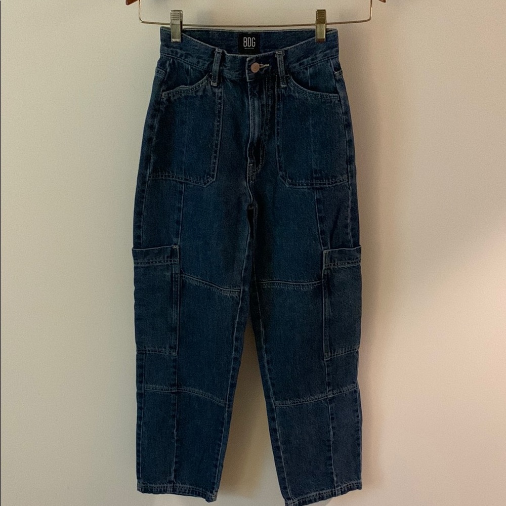 BDG Urban Outfitters High Rise Baggy Cargo Denim Jeans Size 24